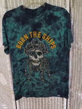Relentless Betrayal Burn The Ships Graph T Shirt Size M Green And Black Tie Dye